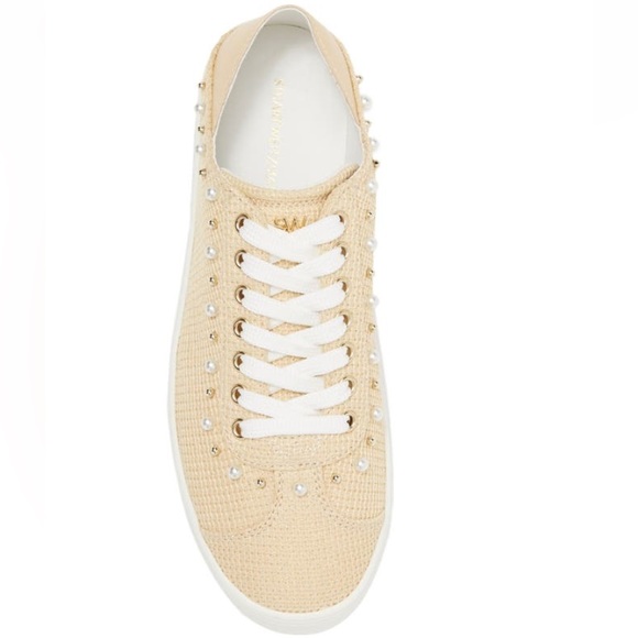 Stuart Weitzman Natural Embellished Platform Sneakers Sz 7 US $395 - Picture 4 of 5